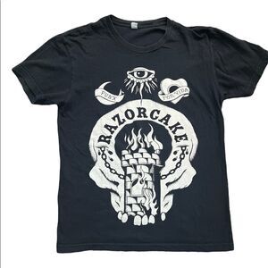 Razorcake black short sleeve tee shirt womens size xs H236